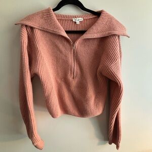 For Love And Lemons Dusty Pink Cowl Neck Sweater